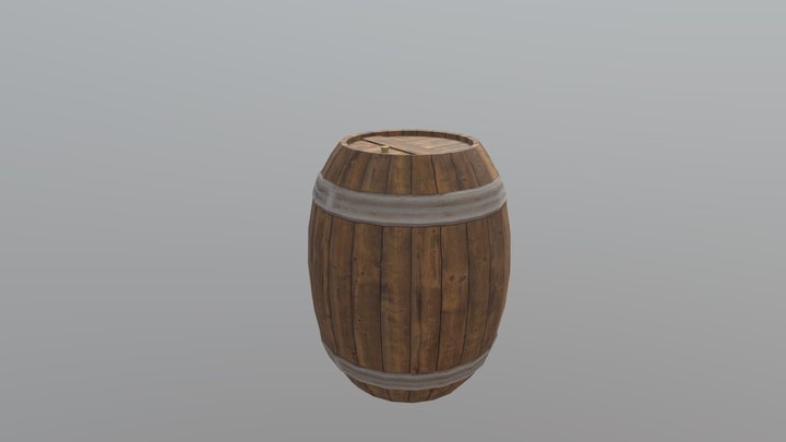 Wooden Barrel 3D Model