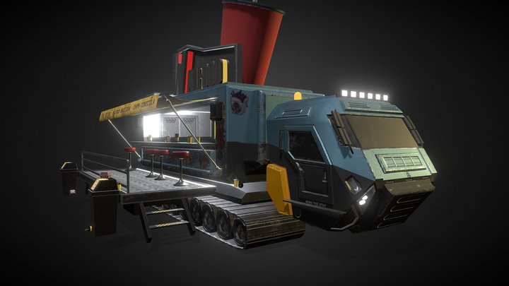 Cyberpunk //  Food Truck "Walfood" 3D Model