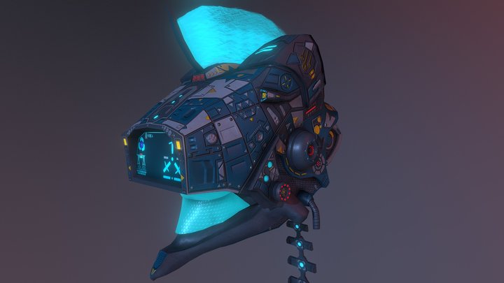 Sci Fi Helmet Delver Head Unit 3D Model