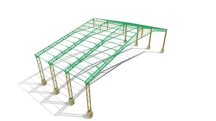 Estrutura metalica de Galpão treliçado - 40 m 3D Model