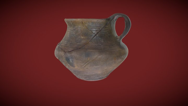 Kegelhalstasse mit Menschendarstellung 3D Model