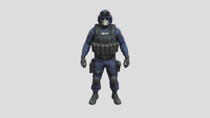 Tactical Operator with Skull Mask 3D Model