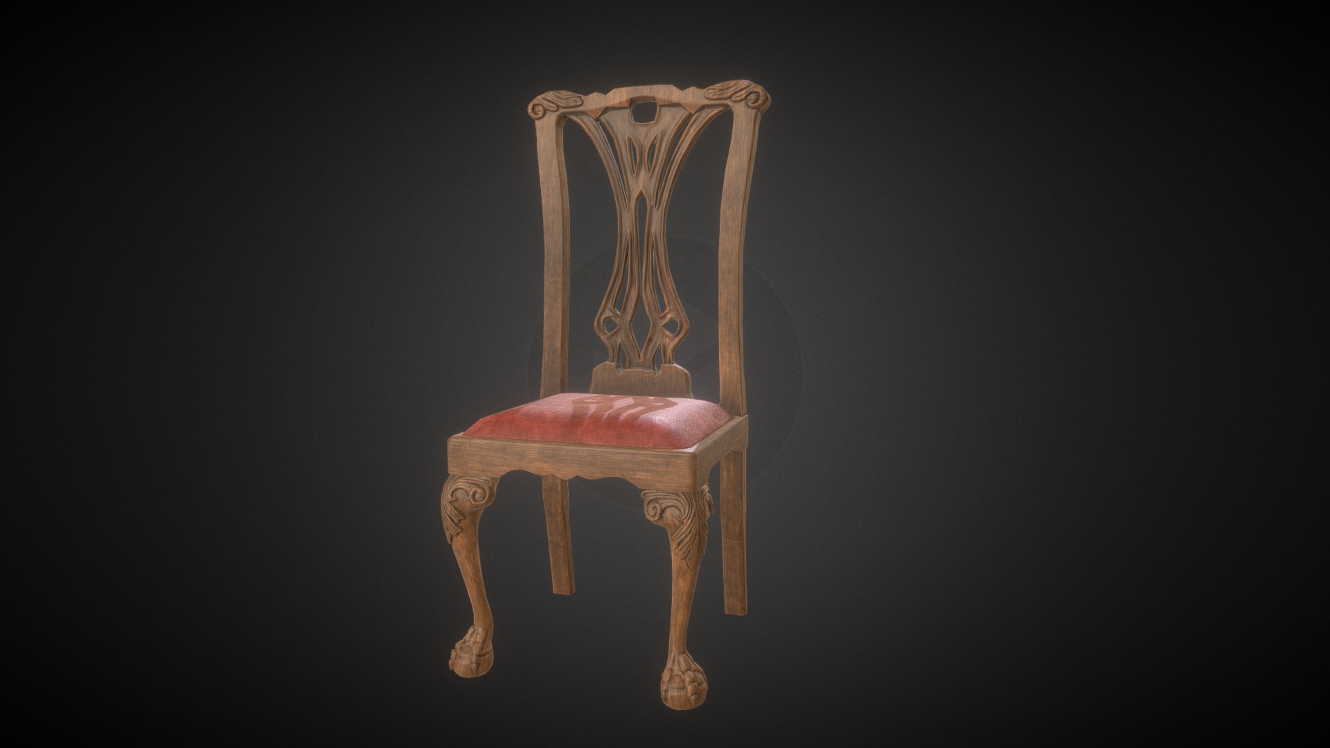 3D model Victorian Chippendale Dinning Chair - This is a 3D model of the Victorian Chippendale Dinning Chair. The 3D model is about a chair with a cushion.