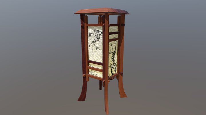 Japanese Wood Lantern 3D Model