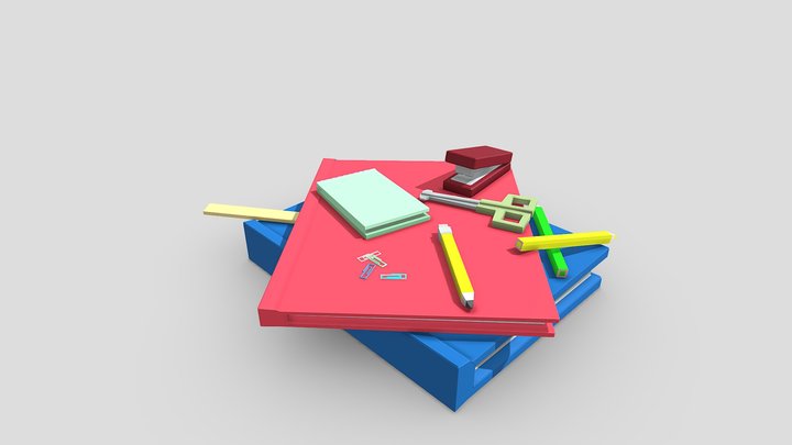 low poly stationery 3D Model