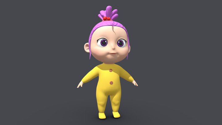 Asset - Cartoons - Character - Baby Girl - Rig 3D Model