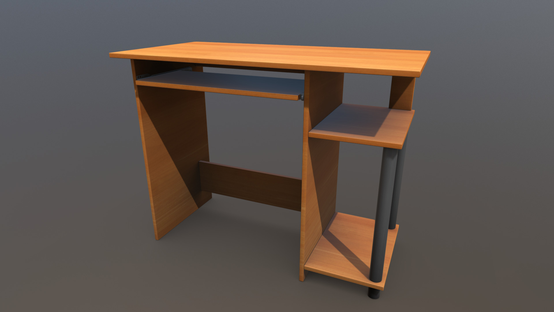 3D model Desk - This is a 3D model of the Desk. The 3D model is about a wooden desk with a chair.