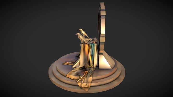 Egyptian throne with accessories 3D Model