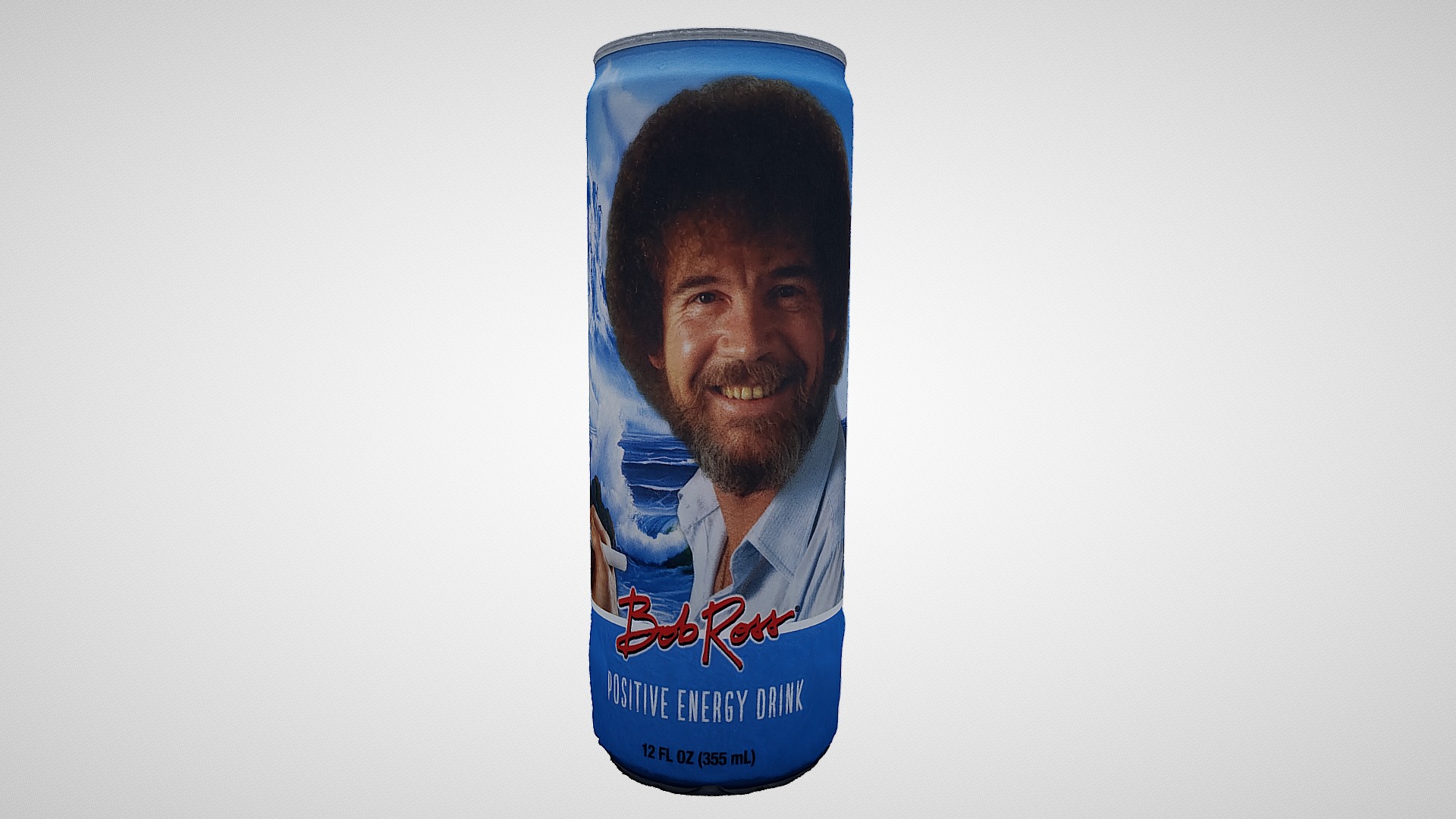 3D model Bob Ross POSITIVE ENERGY DRINK - This is a 3D model of the Bob Ross POSITIVE ENERGY DRINK. The 3D model is about a man's face on a package.