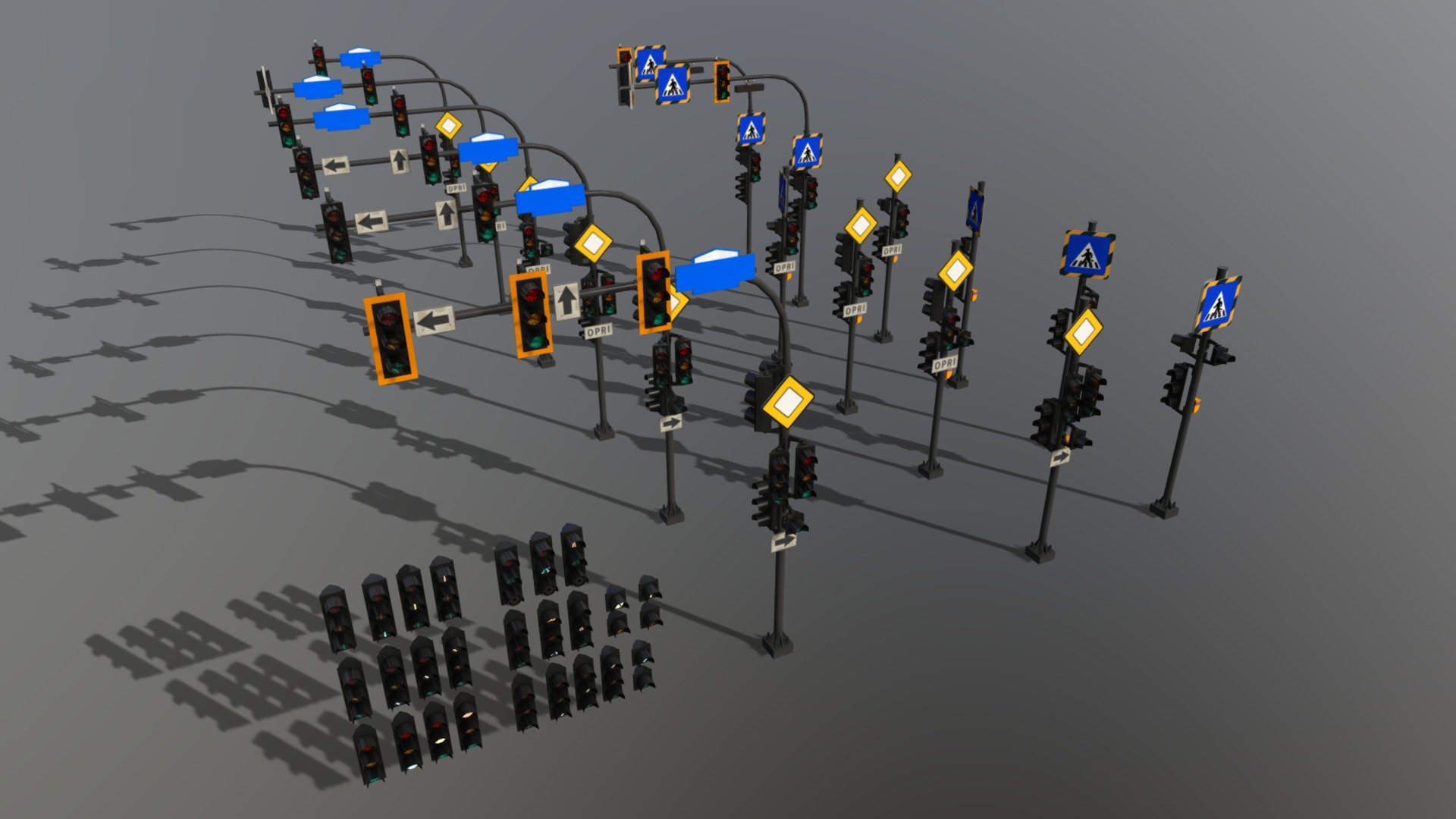 Modern Romania LED Ferret Traffic Signal Set - 3D model by ...