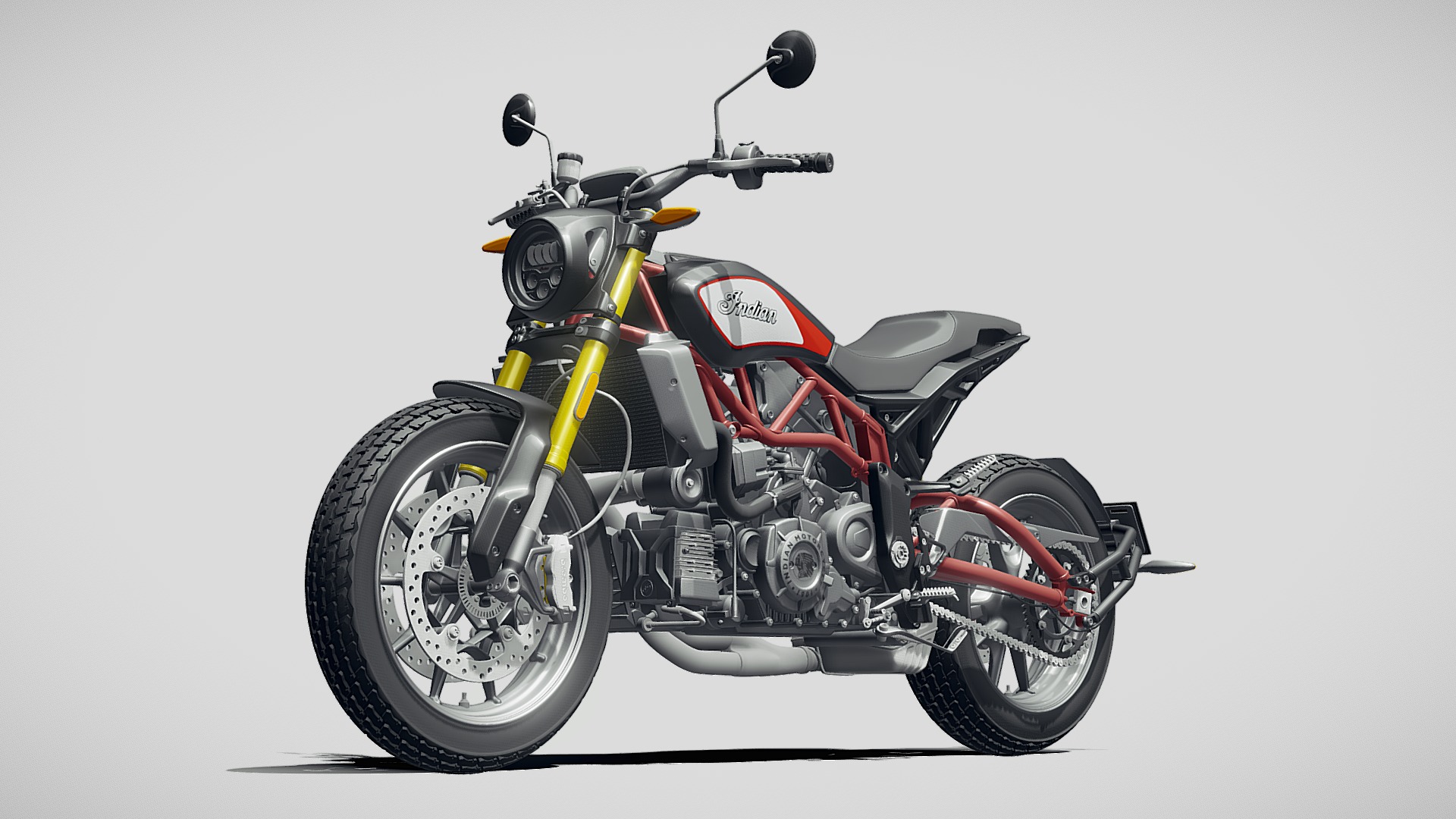 3D model Indian FTR 1200 S 2019 - This is a 3D model of the Indian FTR 1200 S 2019. The 3D model is about a red and black motorcycle.