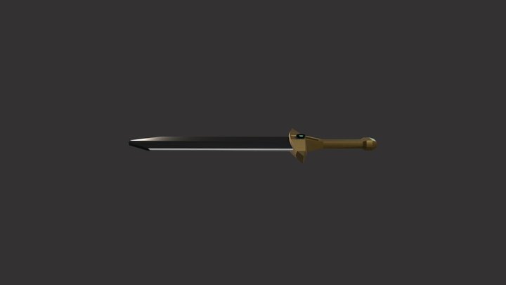 Sword with green stone 3D Model