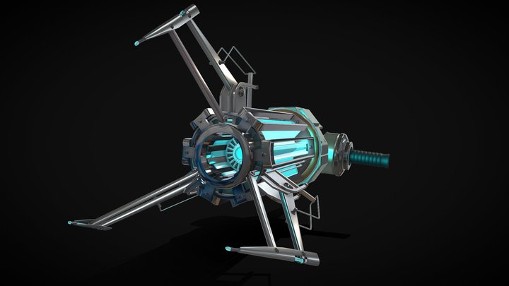 Gravity Gun blue version 3D Model