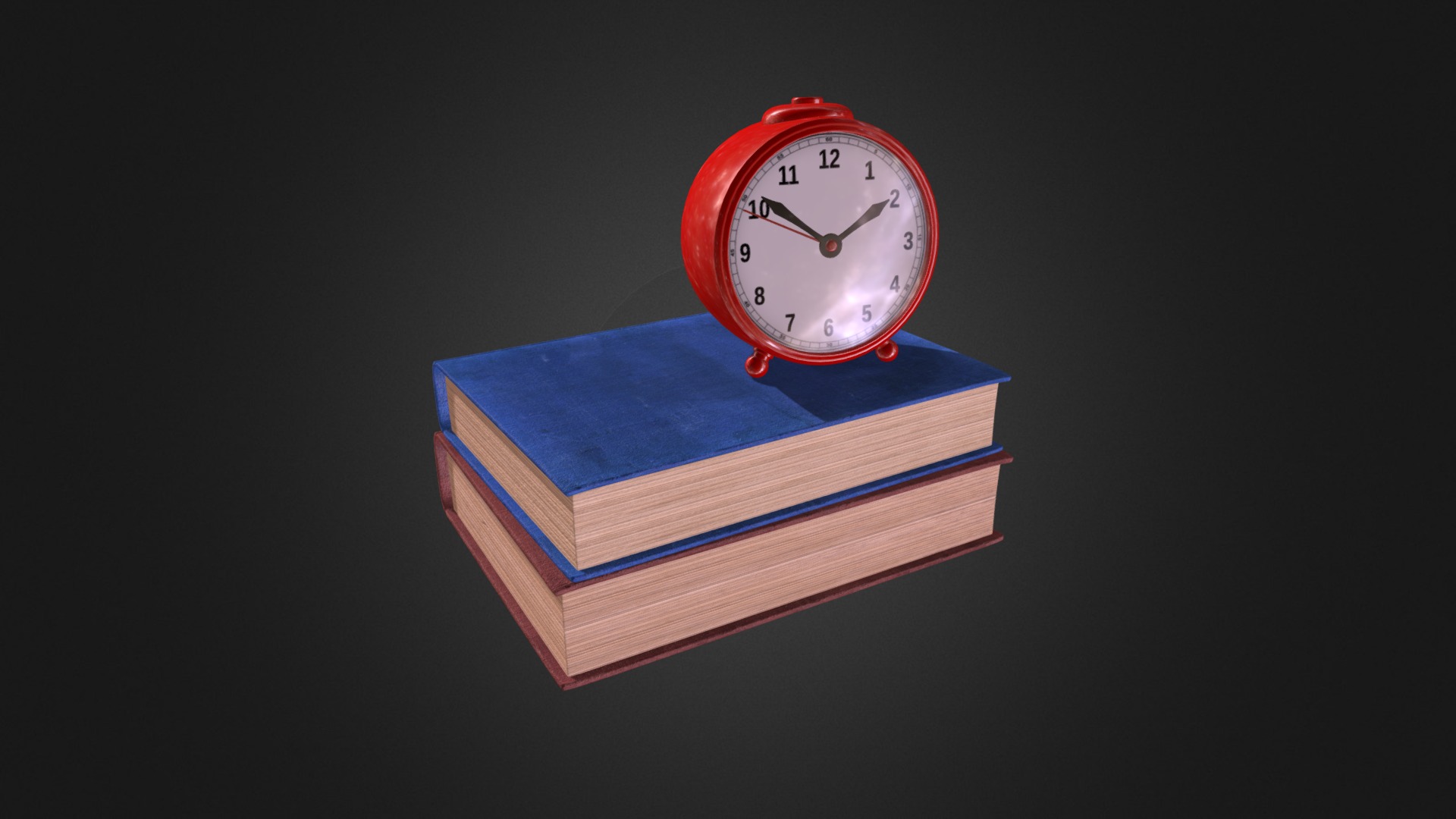 3D model Clock and Two Books - This is a 3D model of the Clock and Two Books. The 3D model is about a clock on top of a stack of books.
