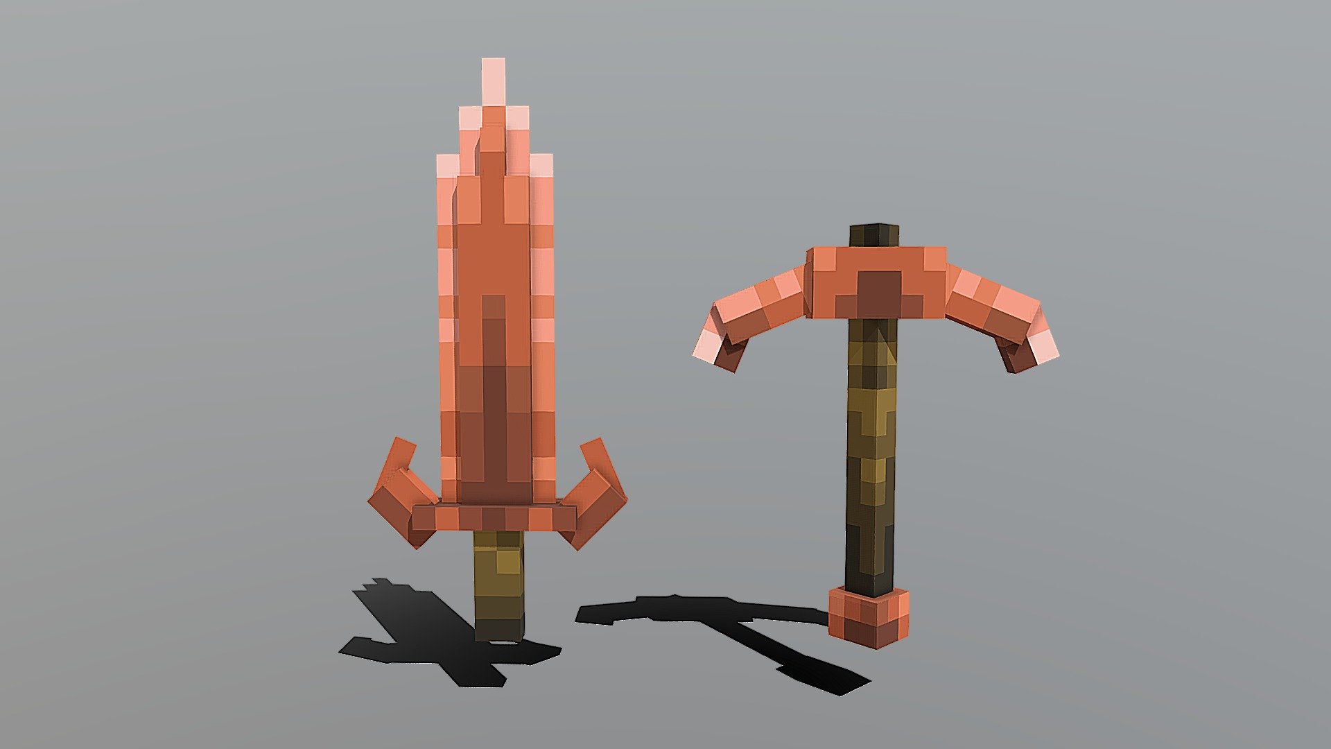 Copper Pickaxe & Sword! 3D model by Edge (ItsEdge) [49b1687] Sketchfab