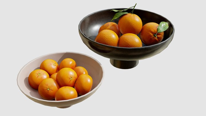 Food Set 04 / Bowls with Oranges and Mandarins 3D Model