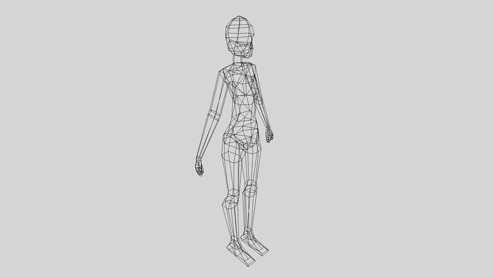 Low-poly female base model (wireframe) 3D Model