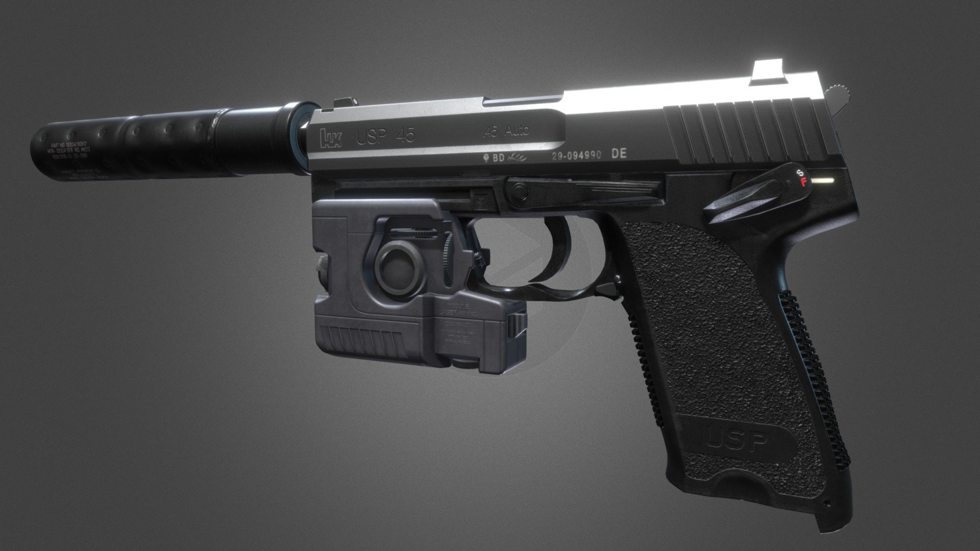 HK USP w/Suppressor and Laser Module - 3D model by DarkAir3D [49ba693 ...