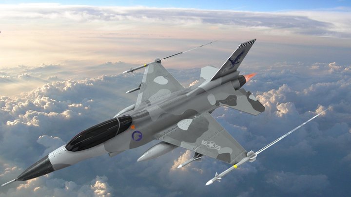 F16 with streamline and afterburner 3D Model