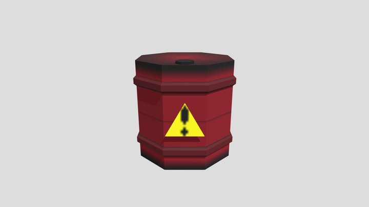 Low Poly Explosive Barrel 3D Model