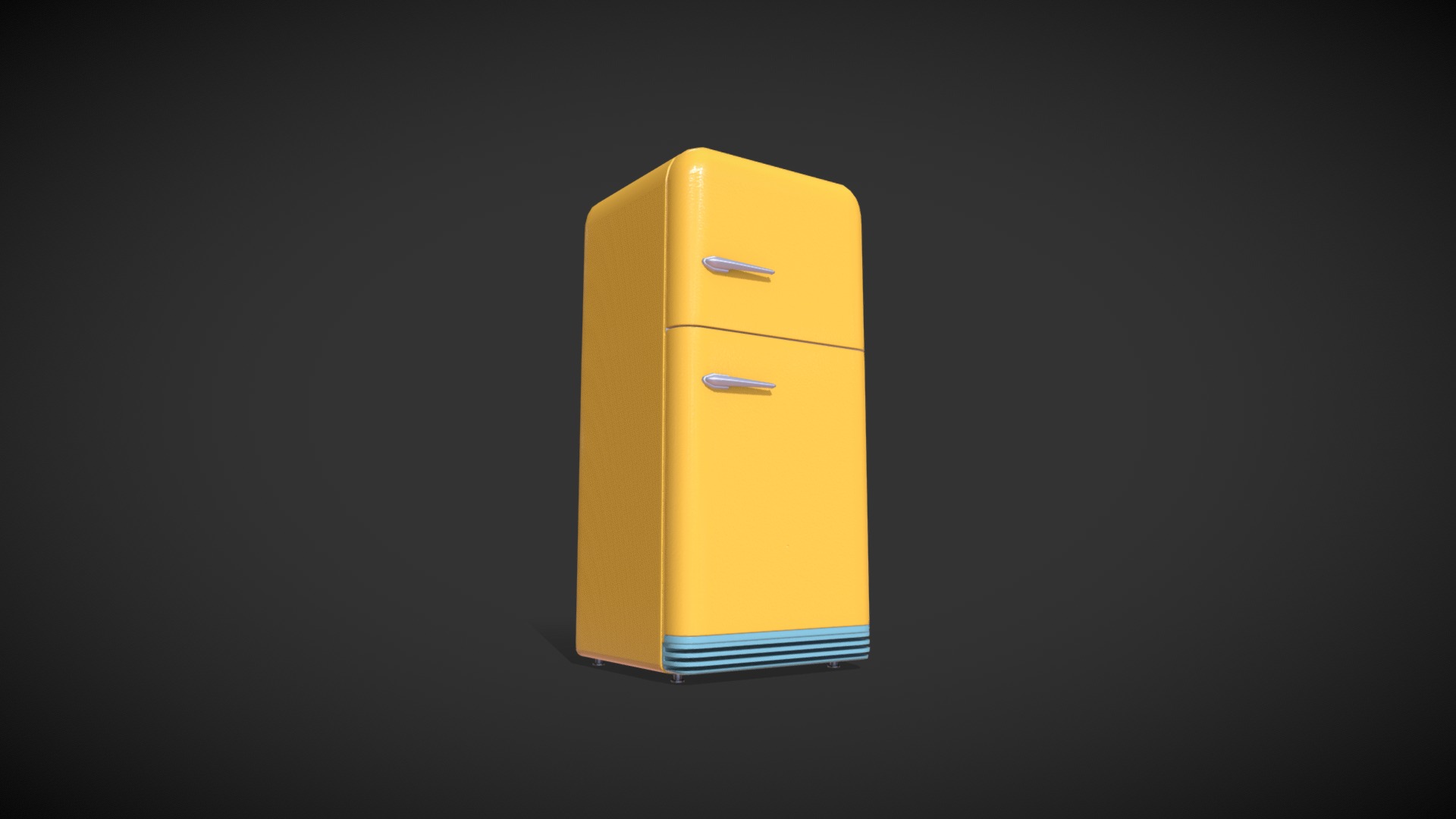 3D model Animated Fridge - This is a 3D model of the Animated Fridge. The 3D model is about a yellow box with a blue stripe.