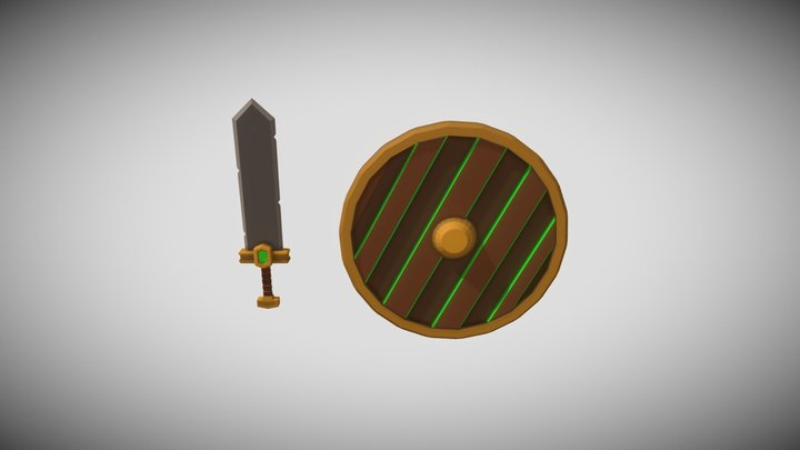 Sword and Shield Game Assets 3D Model