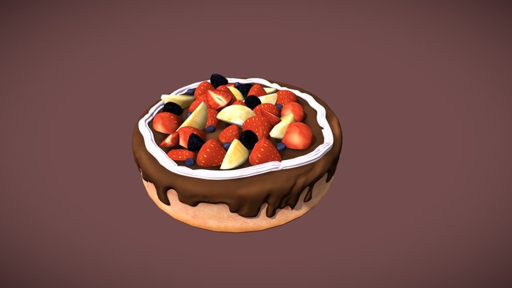 Fruit and berry cake 3D Model