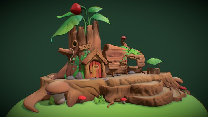 DAE Sculpting Diorama - Forest Treehouse 3D Model