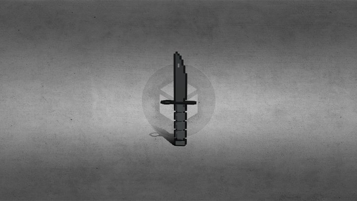Voxel bayonet knife 3D Model