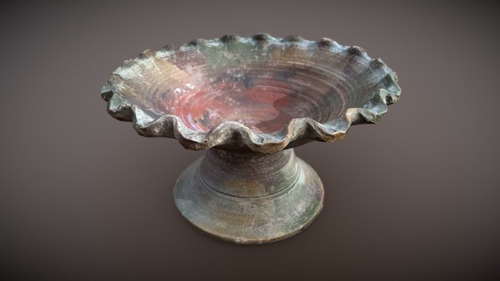 Vintage worn clay bowl 3D Model