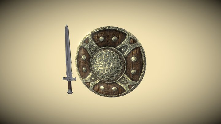 Sword and Shield low poly 3D Model