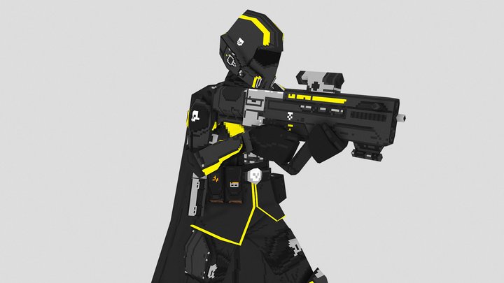 Helldiver - Low Poly Pixel Art - Helldivers 2 3D Model