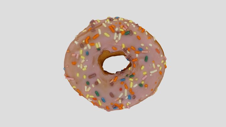 Pink Frosted Sprinkled Donut 3D Model