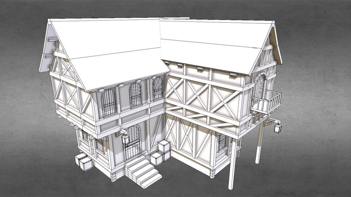 Woodentwostory house 3D Model