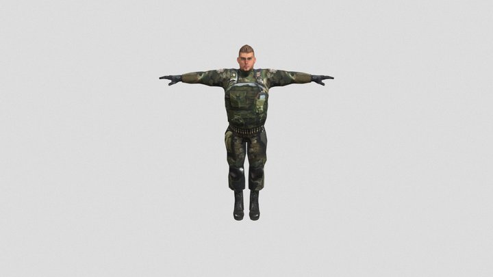 Low Poly Soldier 3D Model