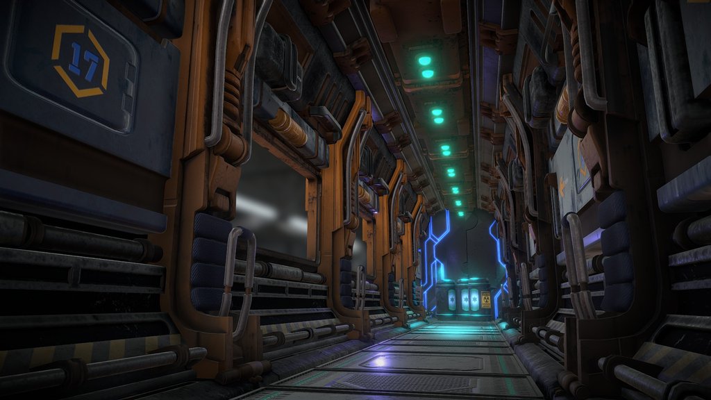 Sci-fi-corridor. Texturing Challenge