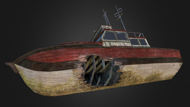 Beached Boat 3D Model