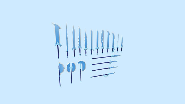 Low-Poly Ice Weapons Pack 3D Model