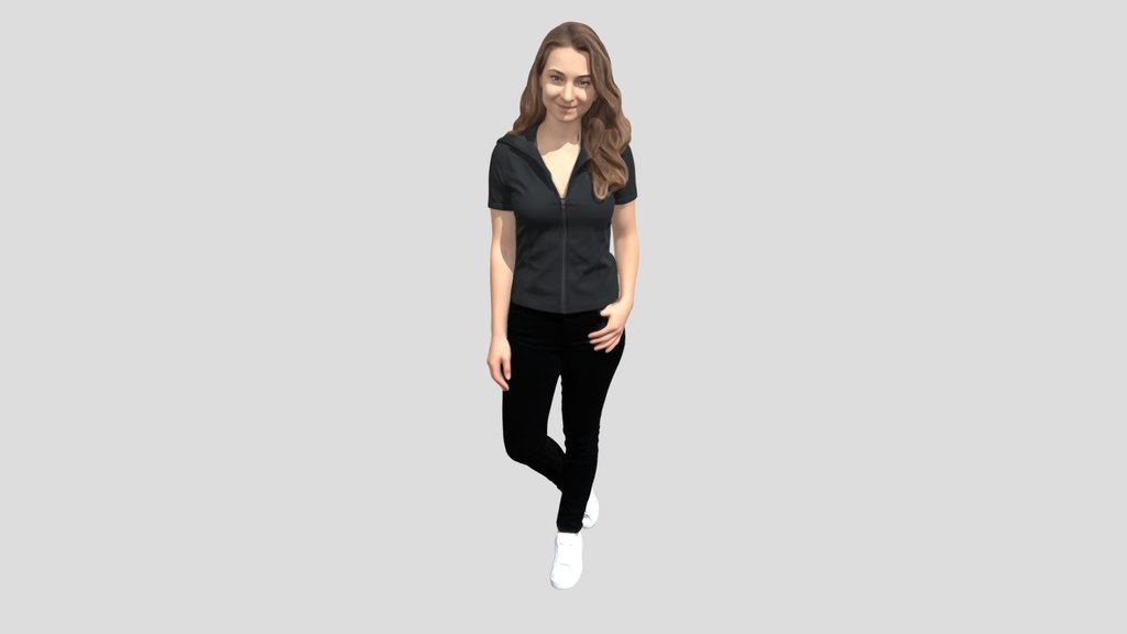 Portrait of a Woman in a Black Zip-Up Top
