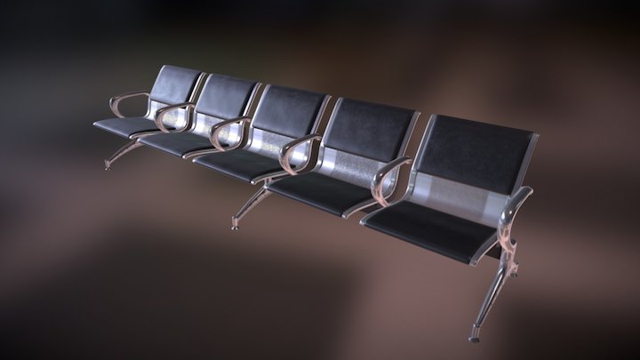 Airport Row Of Chairs 3D Model