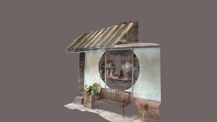 Round Store Window And Bench 3D Model