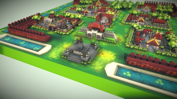 Old Town of Nakhon Ratchasima, Thailand. 3D Model