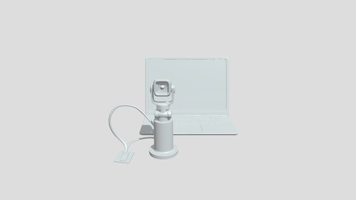 camera on a stand with laptop 3D Model