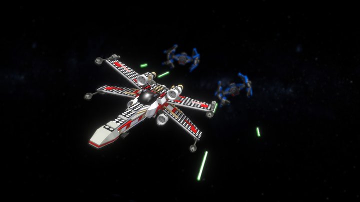Lego X-Wing vs Tie Interceptor 3D Model