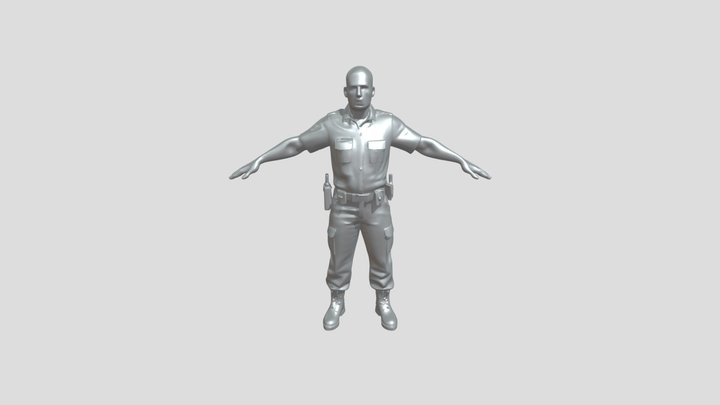 police officer in T-pose uniform 3D Model