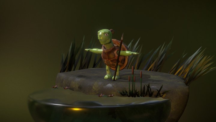 Turtle warrior with a spear 3D Model
