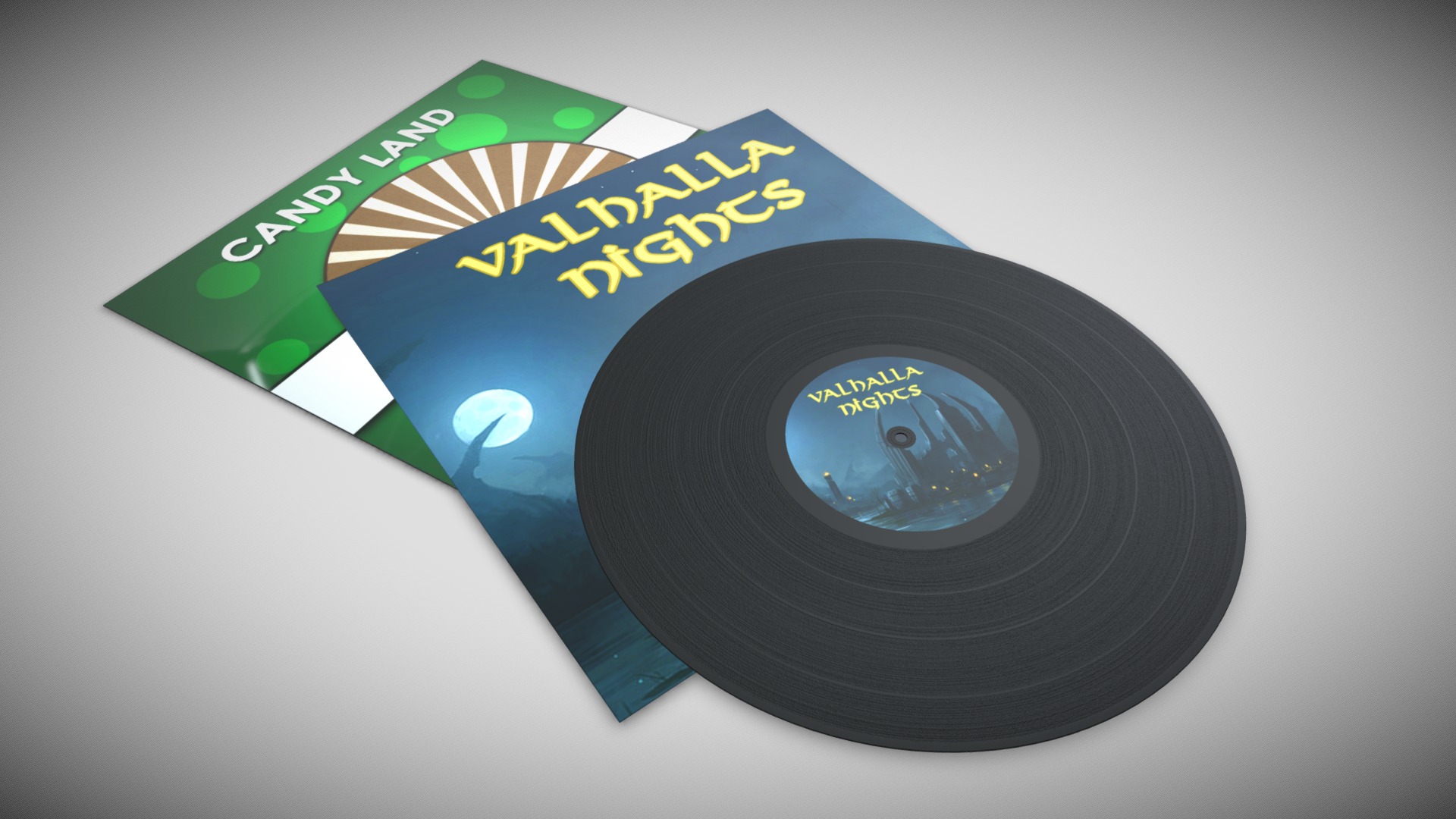 3D model Vinyl record - This is a 3D model of the Vinyl record. The 3D model is about a cd on a table.