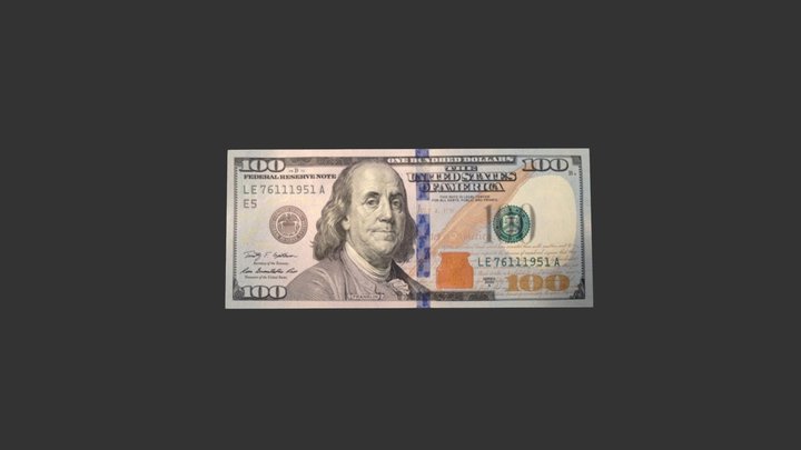 (2-sided) $100 US Dollar Bill (Circa 2009) 3D Model
