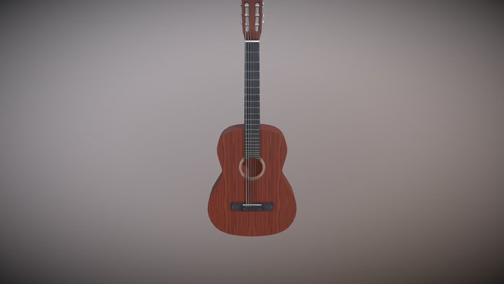 Low-poly Classical guitar 3D Model