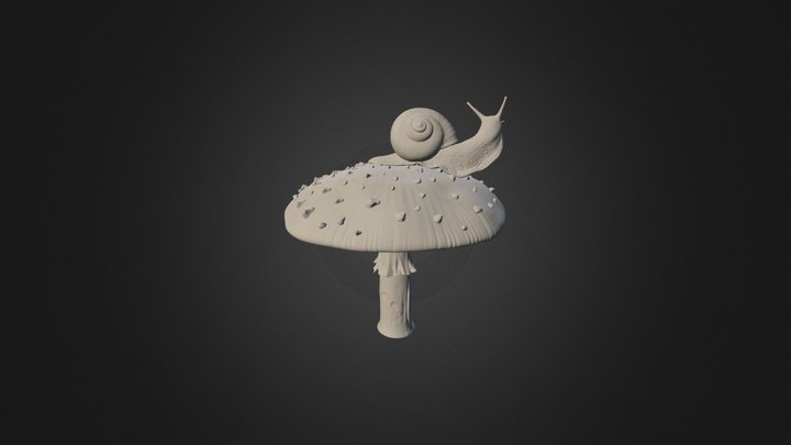 Snail And Mushroom 01 3D Model